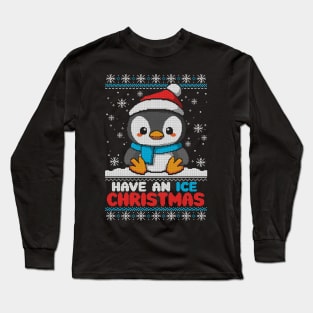 Penguin ice christmas ugly sweater Long Sleeve T-Shirt